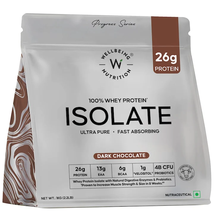 Wellbeing Nutrition 100% Whey Protein Isolate — Progress Series bag, Dark Chocolate