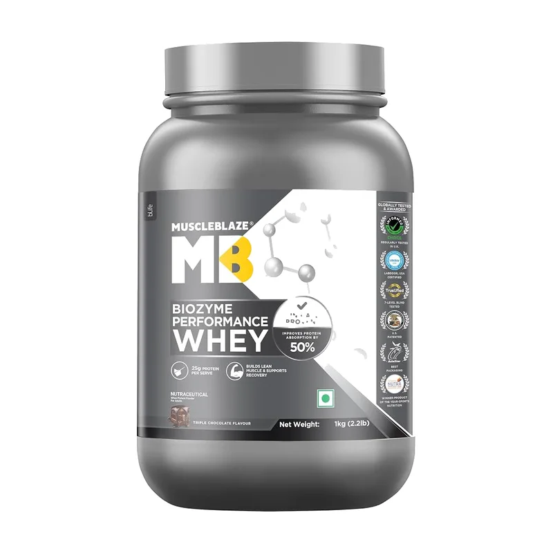 MuscleBlaze Biozyme Performance Whey 1 kg tub