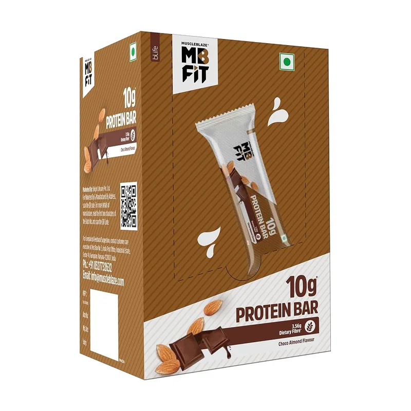 MuscleBlaze MB Fit 10g Protein Bar Choco Almond box