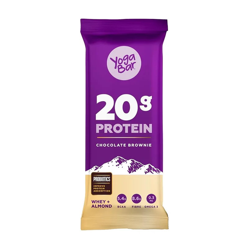Yogabar 20g Protein Bar Chocolate Brownie, whey and almond