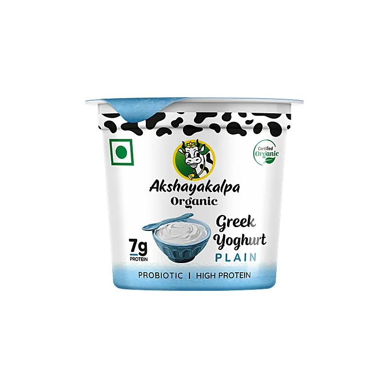 Akshayakalpa organic Greek yoghurt plain cup with 7 g protein