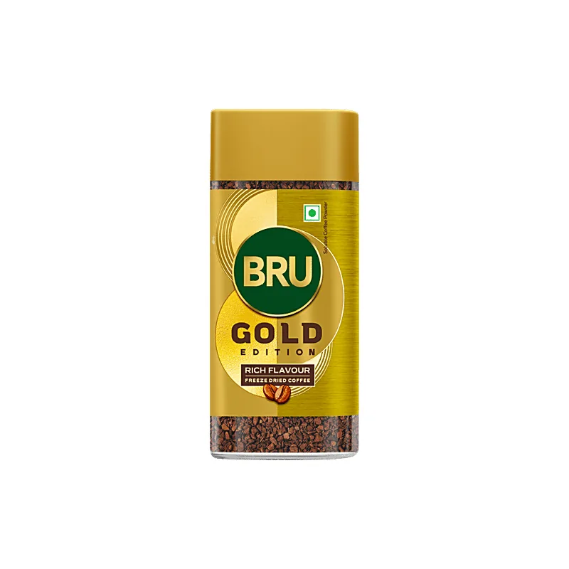 Bru Gold Edition freeze dried instant coffee glass jar