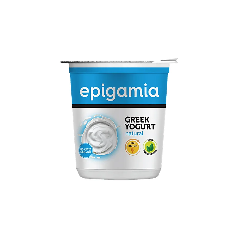 Epigamia Greek yogurt natural cup, no added sugar
