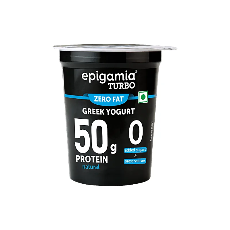 Epigamia Turbo zero fat Greek yogurt natural 50 g protein tub