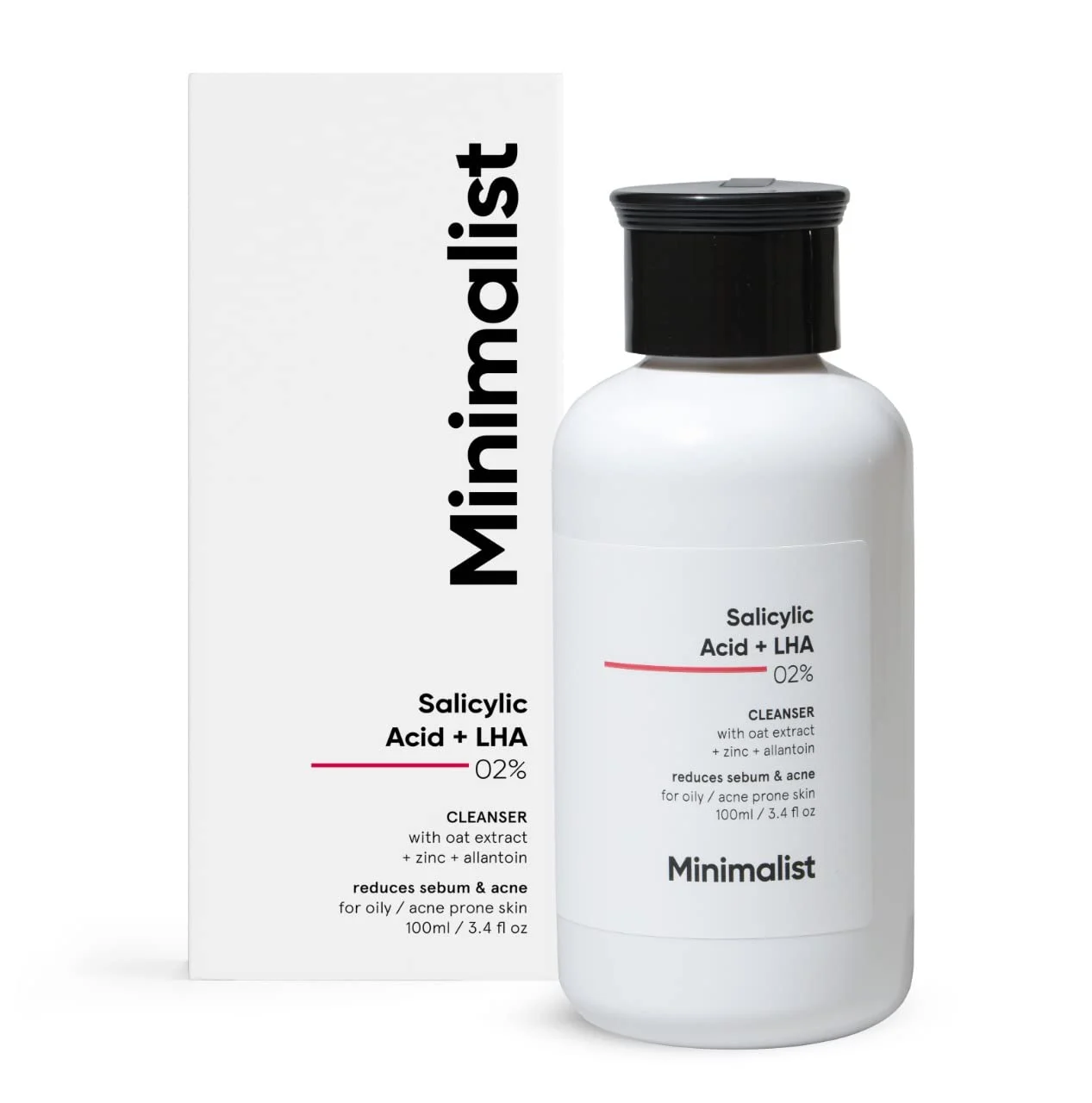 Minimalist Salicylic Acid + LHA 2% Cleanser 100 ml bottle and box