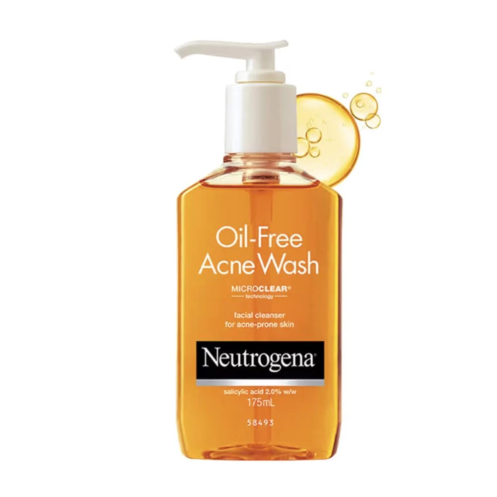 Neutrogena Oil-Free Acne Wash 175 ml pump bottle with 2% salicylic acid