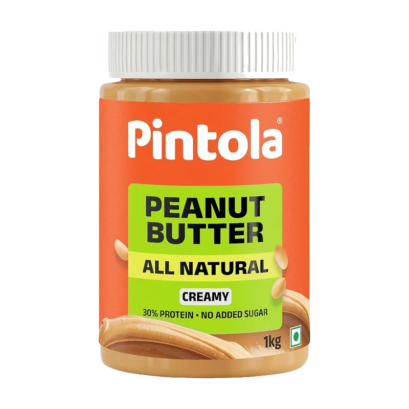 Pintola All Natural Peanut Butter Creamy 1 kg jar, 30% protein, no added sugar