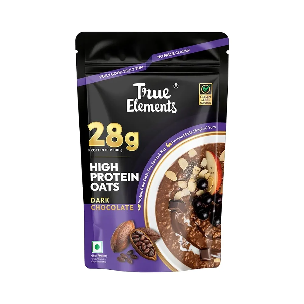 True Elements 28g High Protein Oats Dark Chocolate pouch