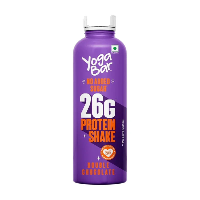 Yogabar 26g protein shake 250 ml bottle, double chocolate