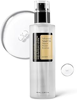 COSRX Advanced Snail 96 Mucin Power Essence 100 ml pump bottle with a drop of the clear, gel-like essence